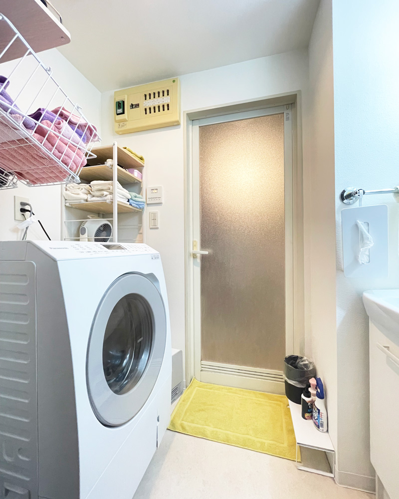 洗面脱衣室に敷いた足拭きマット