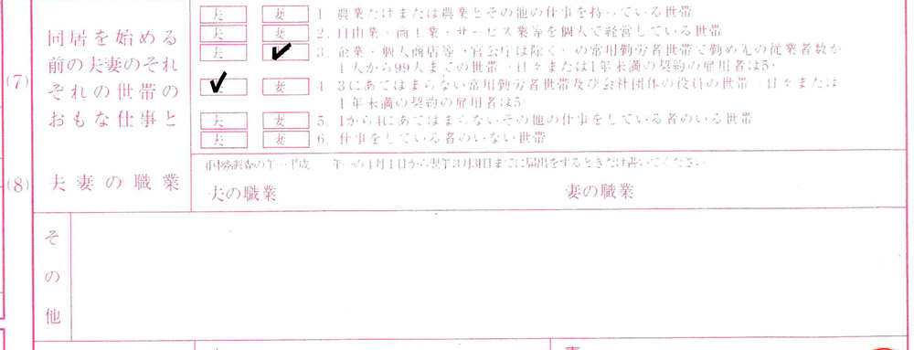 結婚前の世帯の職業・仕事を記入(婚姻届)