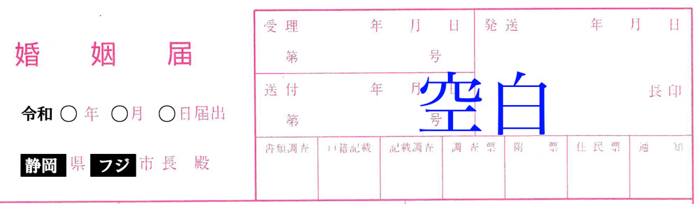 届出日と届出先の記入(婚姻届)